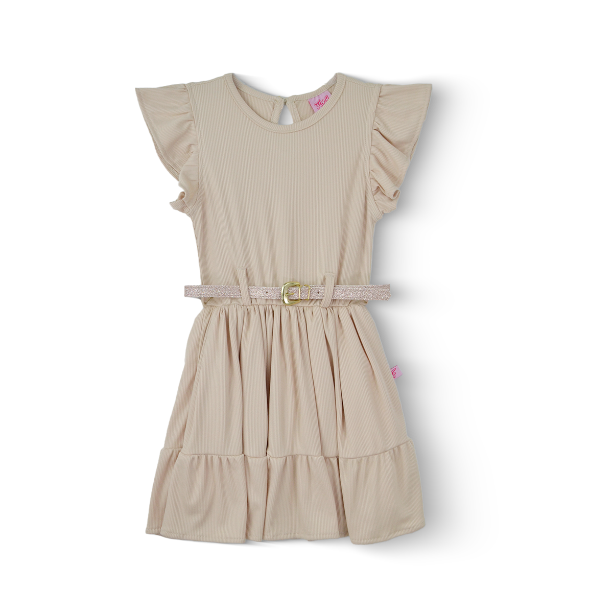 Vestido de olanes con cinturón niña FLORY VENI0093