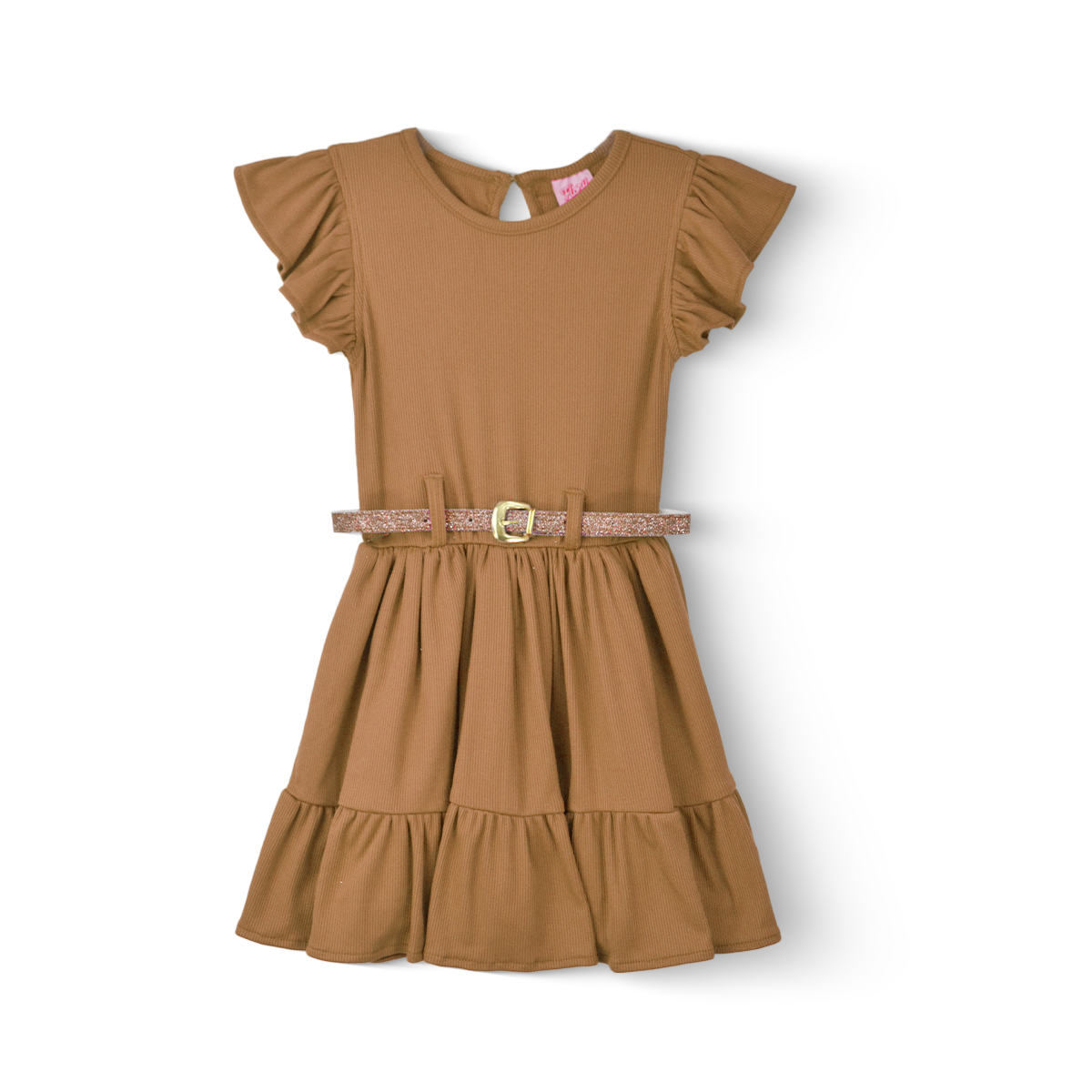 Vestido de olanes con cinturón niña FLORY VENI0093
