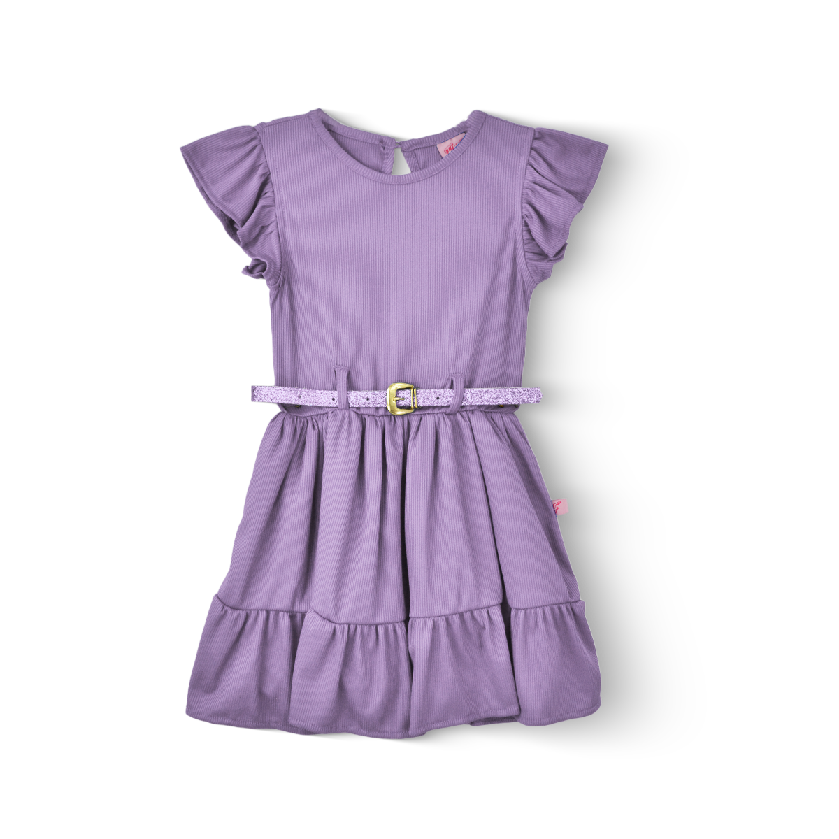 Vestido de olanes con cinturón niña FLORY VENI0093