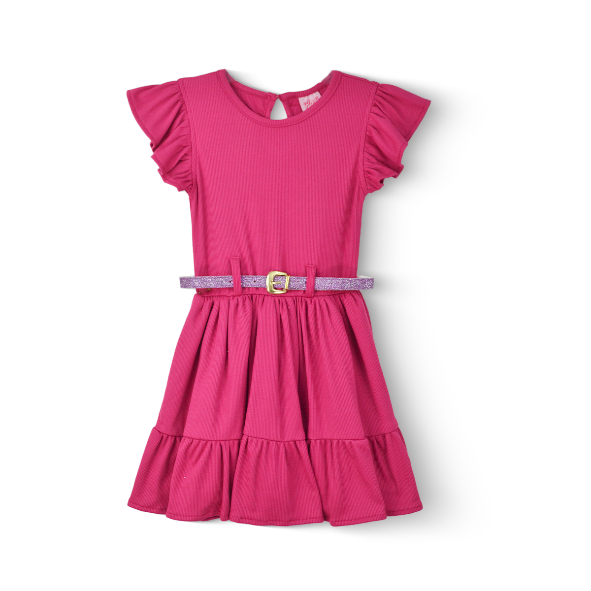 Vestido de olanes con cinturón niña FLORY VENI0093