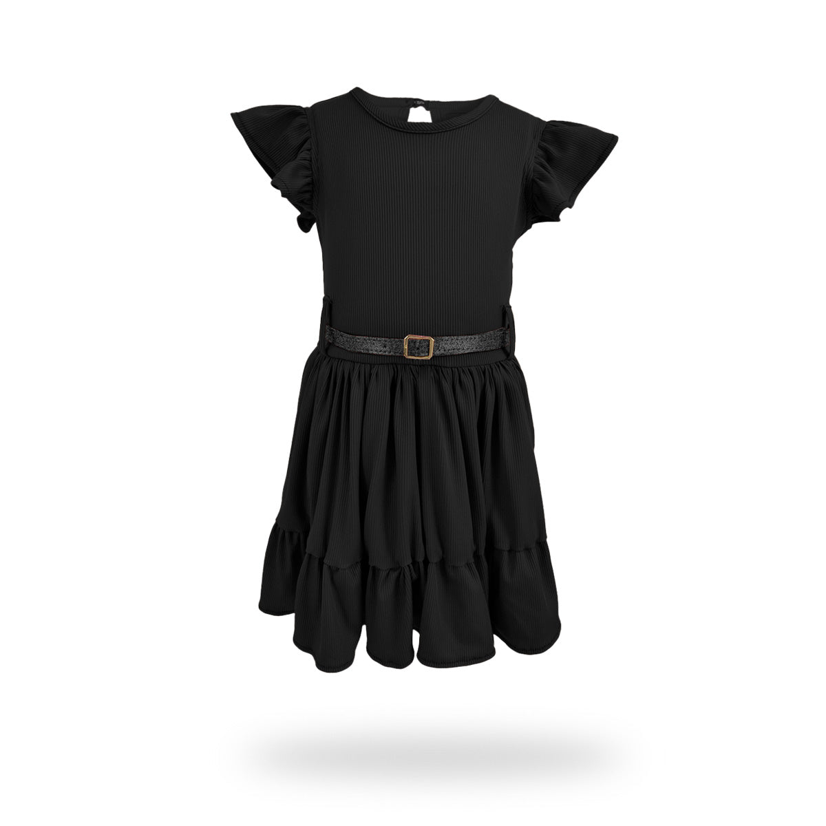 Vestido de olanes con cinturón dorado | VEBB0058 | tallas 1-2-3