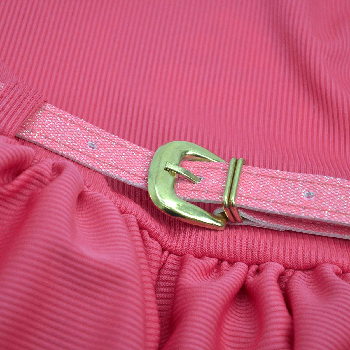 Vestido textura de rayas con cinturón bebé Flory VEBB0103