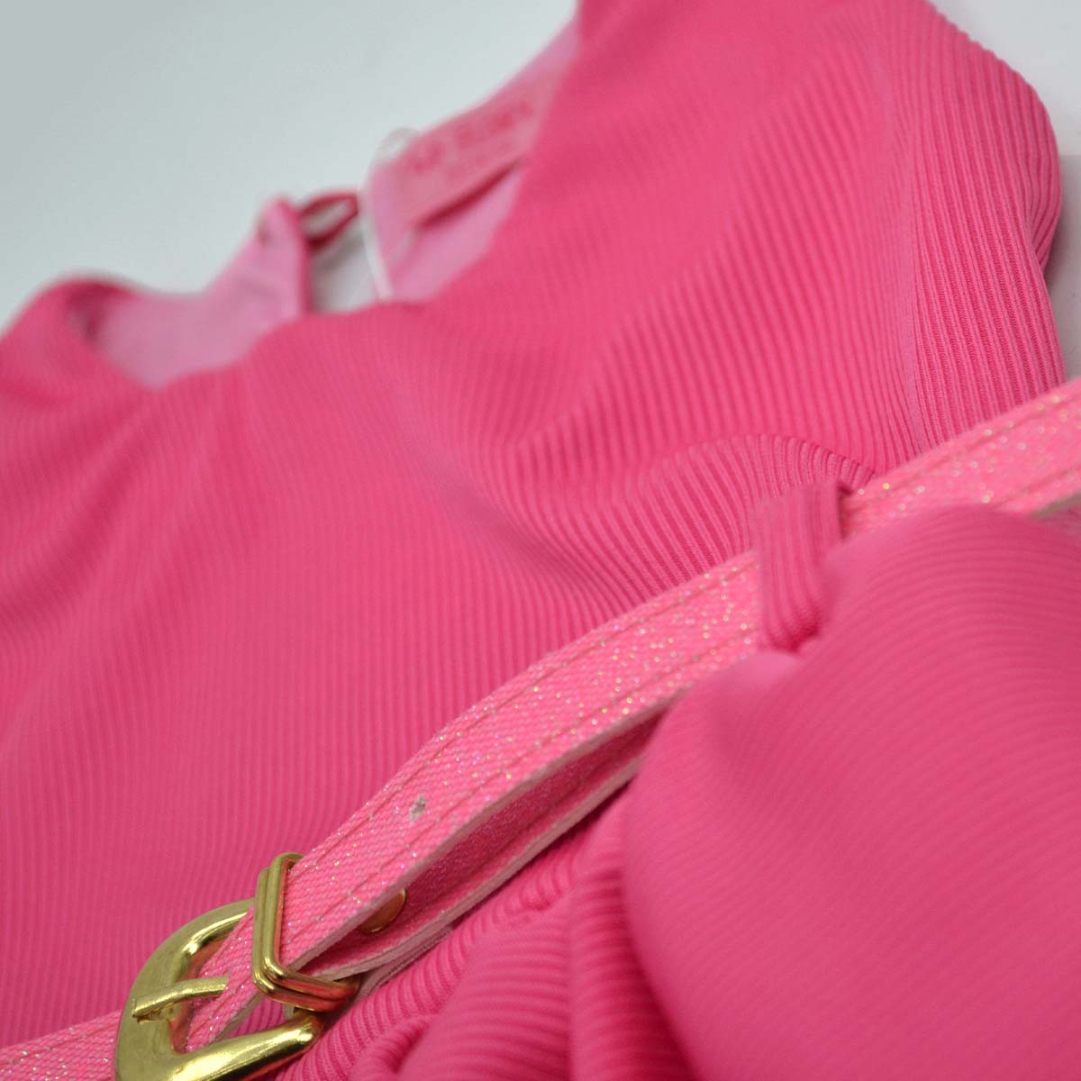 Vestido textura de rayas con cinturón bebé Flory VEBB0103