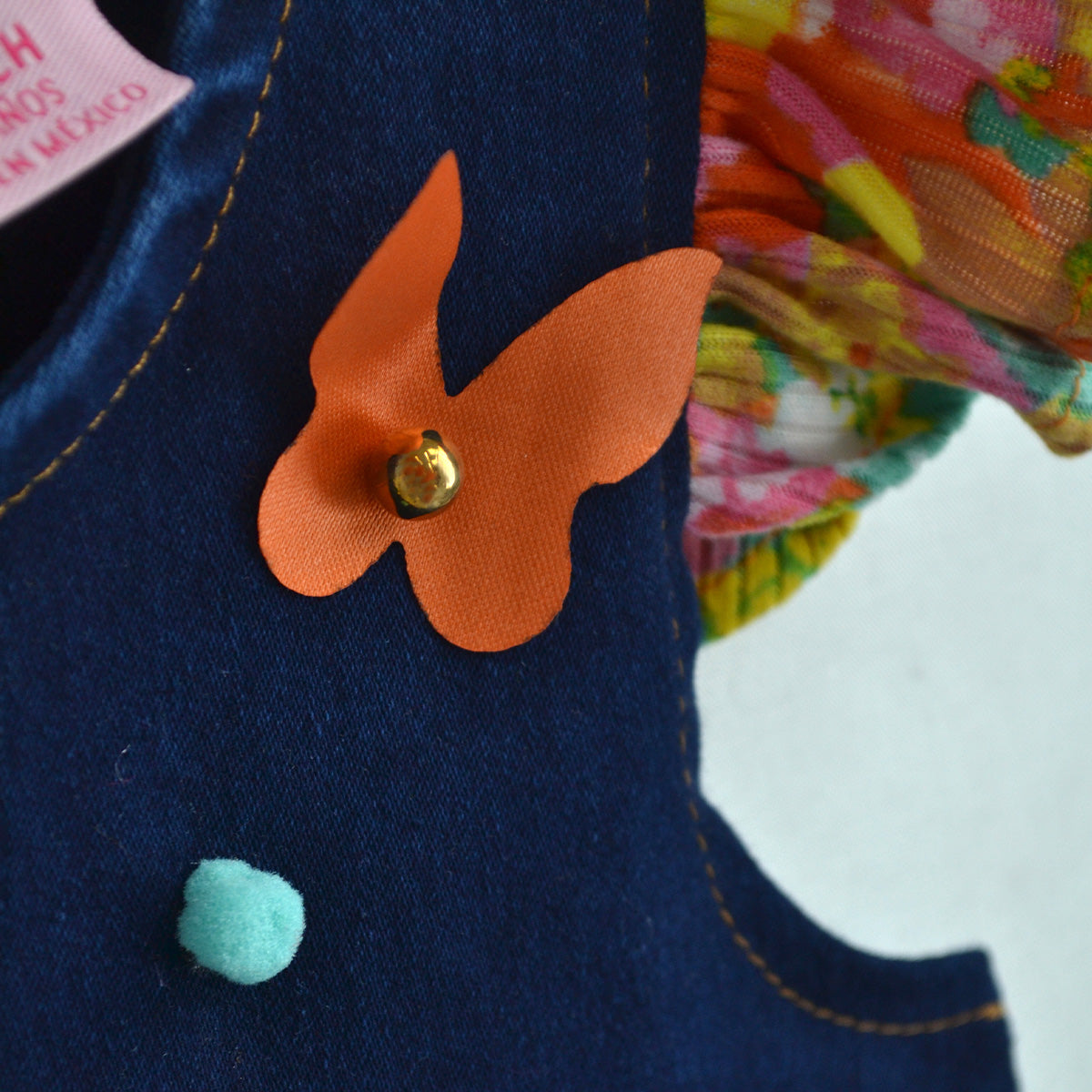 Vestido de mezclilla con flores para Niña Flory VENI0197