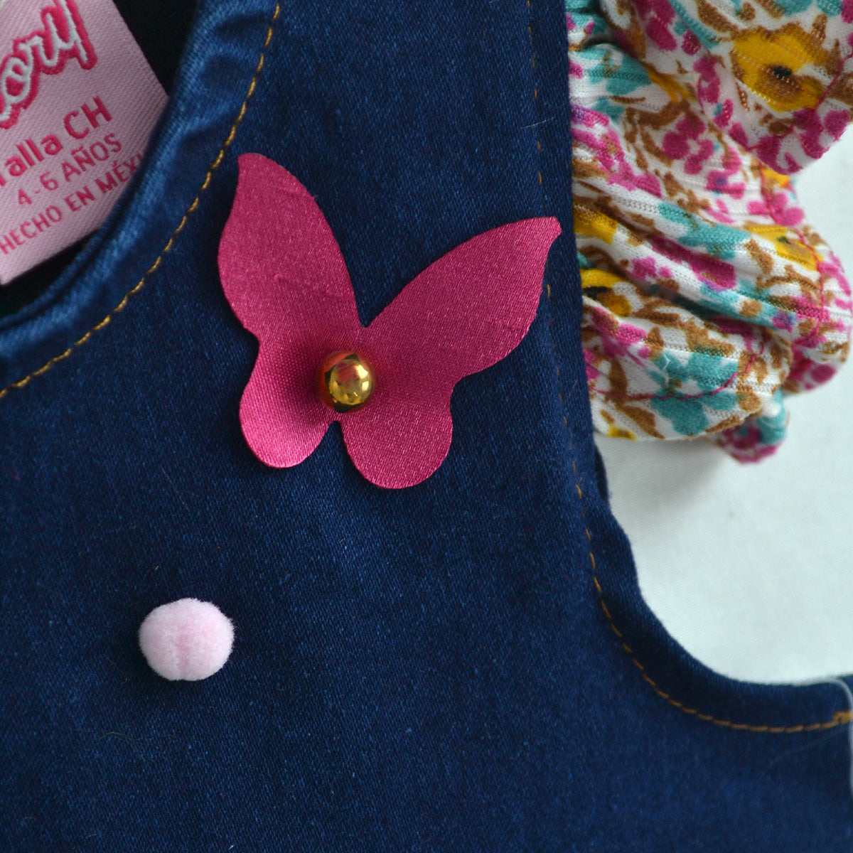 Vestido de mezclilla con flores para Niña Flory VENI0197