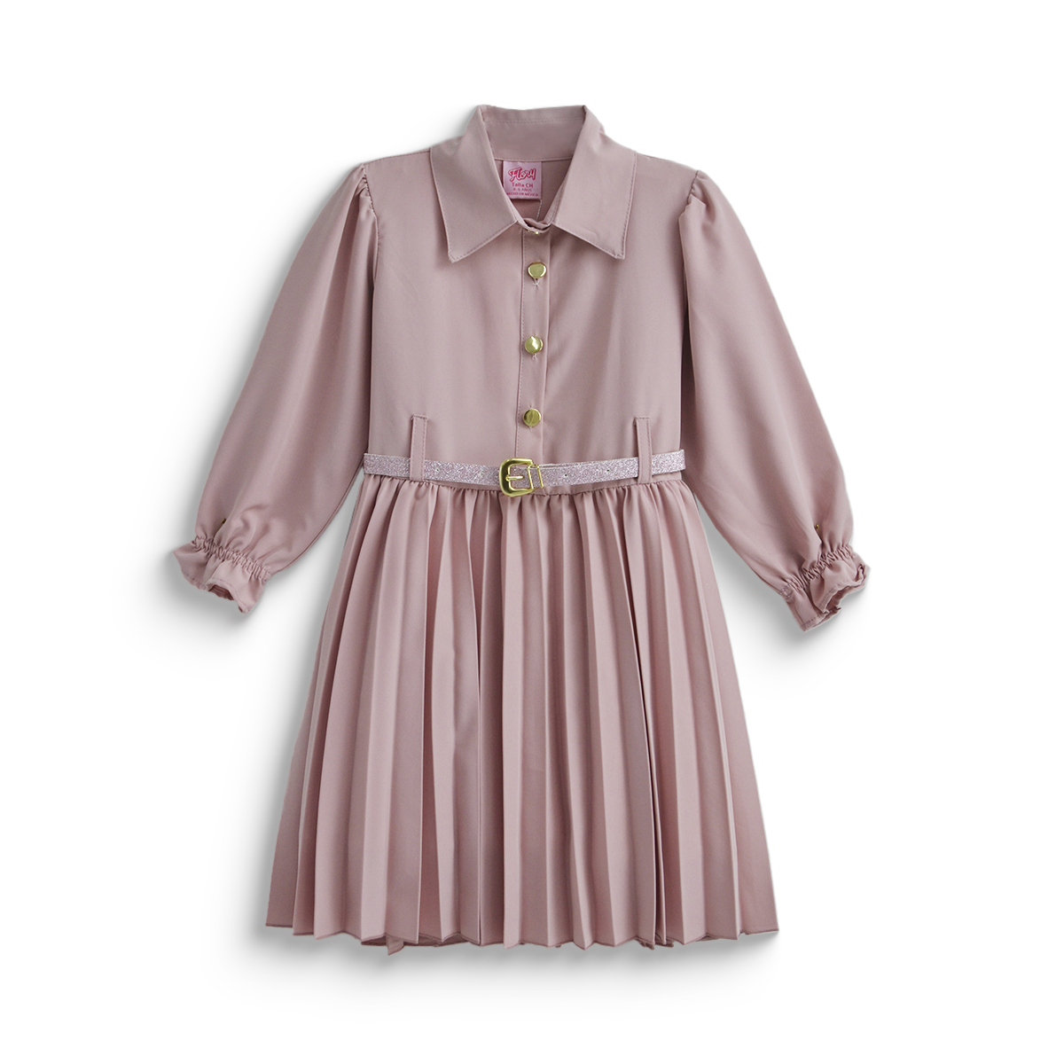 Vestido tableado con cinturón niña FLORY VENI0117