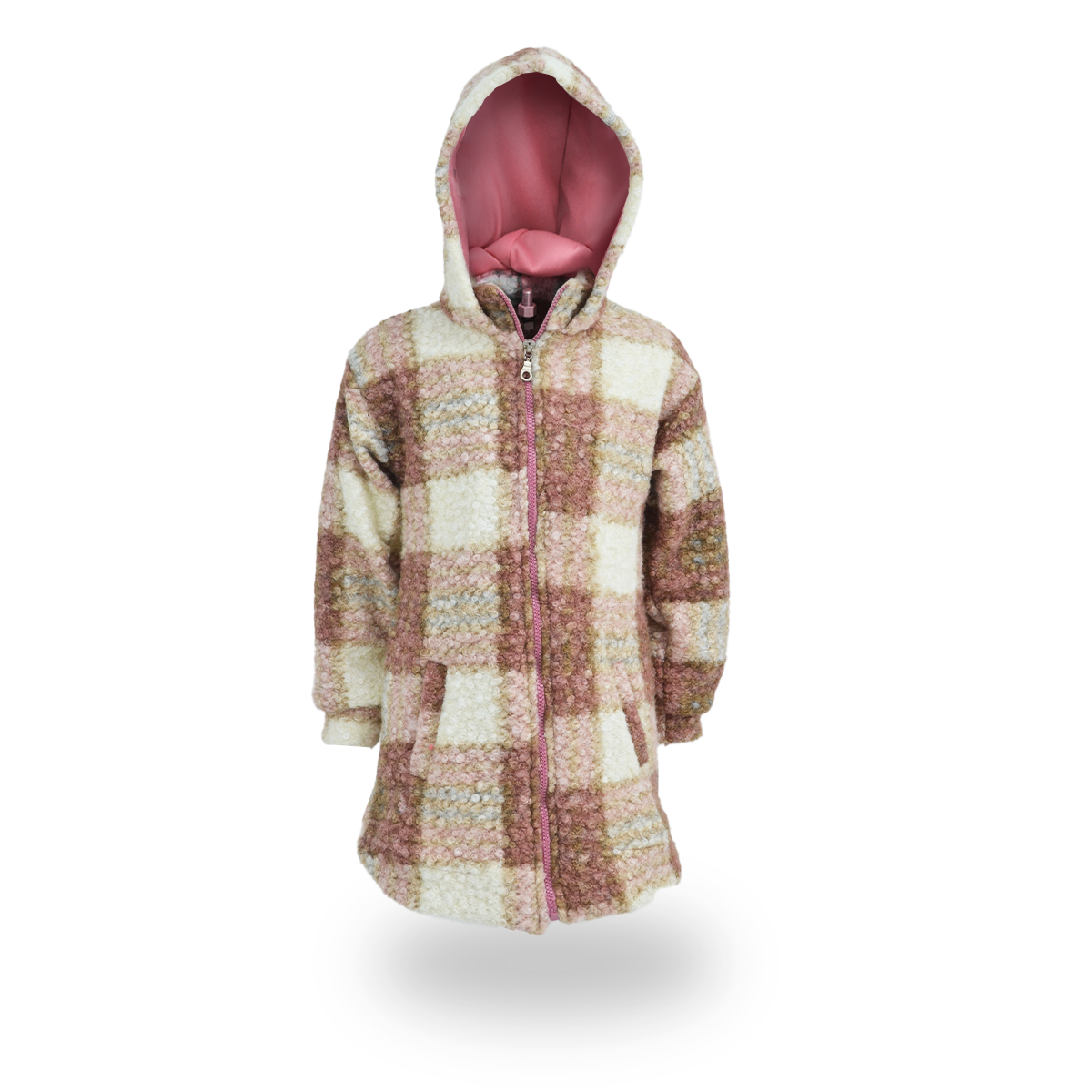 Chamarra cazadora larga de cuadros para niña FLORY CHMNI0001