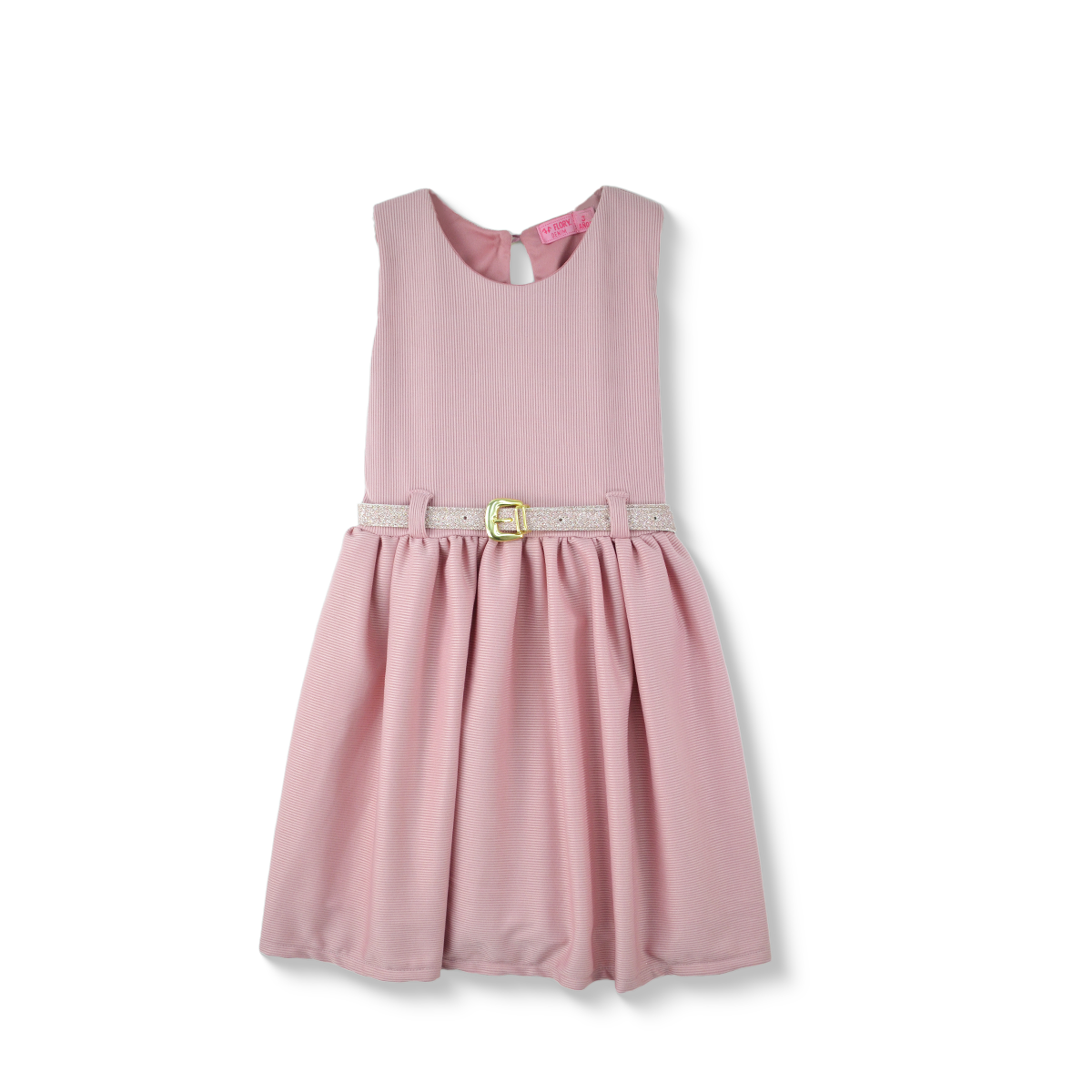 Vestido textura de rayas con cinturón bebé Flory VEBB0103