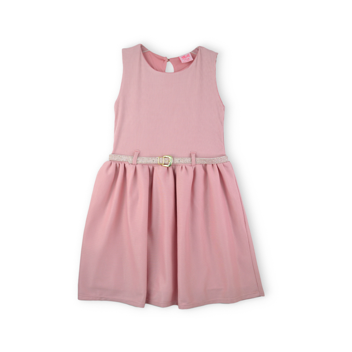 Vestido textura de rayas con cinturón Niña FLORY VENI0127