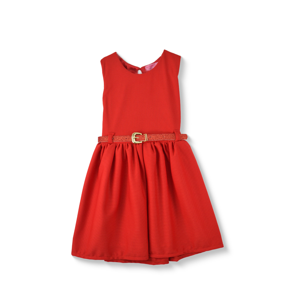 Vestido textura de rayas con cinturón bebé Flory VEBB0103
