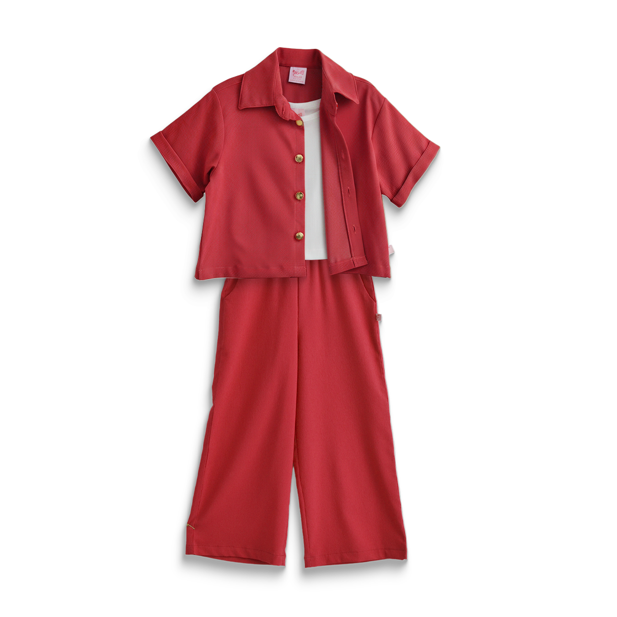 Conjunto de tres piezas con botones para niña Flory CONI0040