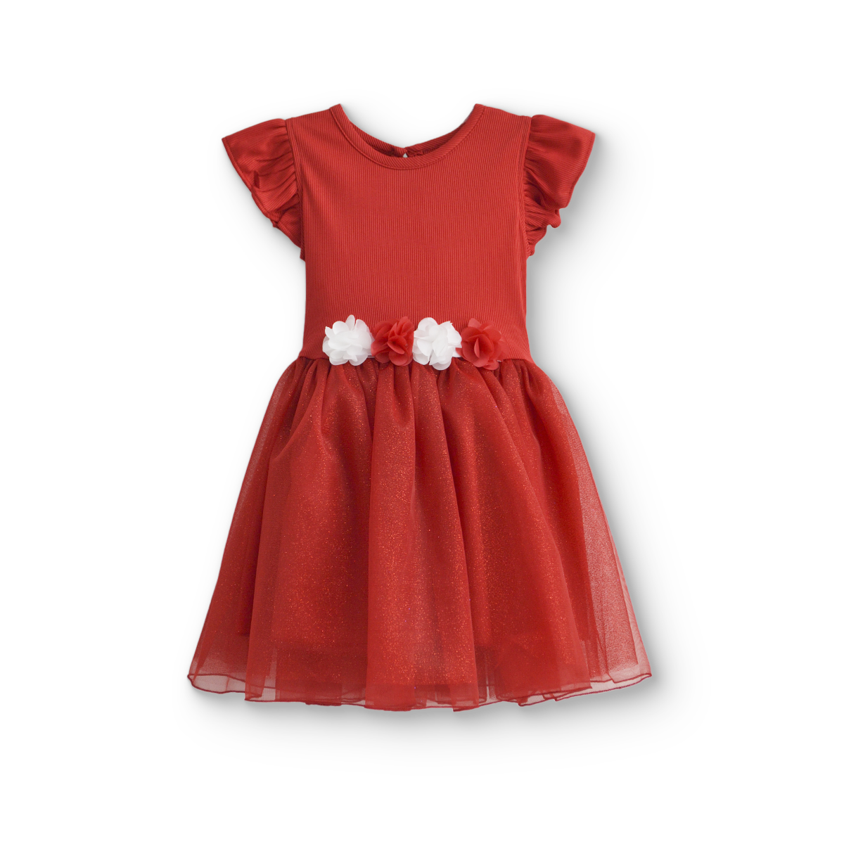 Vestido rib con manga mariposa y falda bebé Flory VEBB0106