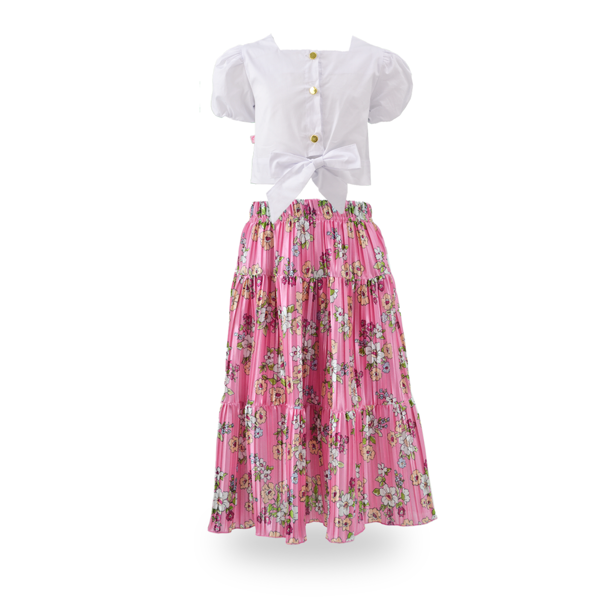 Conjunto Blusa Bombacha con Falda Larga Floreada Niña CONI0029 Flory
