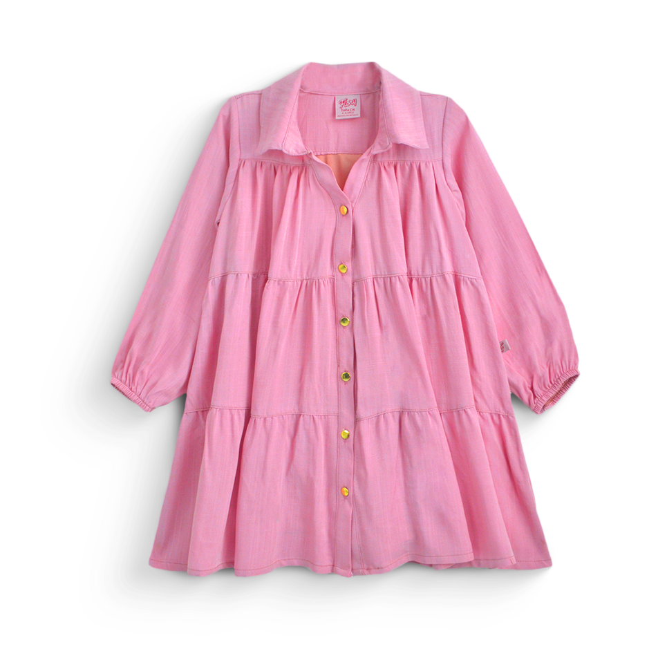 Vestido de manga larga y botones para niña FLORY VENI0174