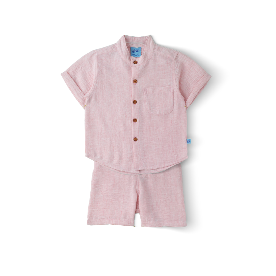 Conjunto de lino de camisa con botones y short niño bebé Heri CONB0004