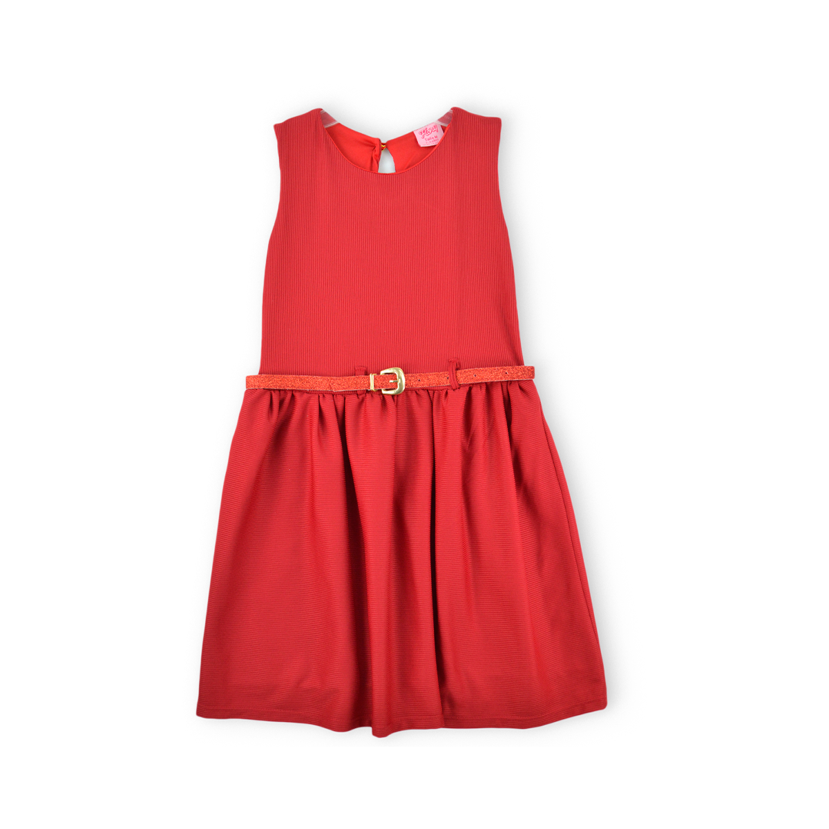 Vestido textura de rayas con cinturón Niña FLORY VENI0127