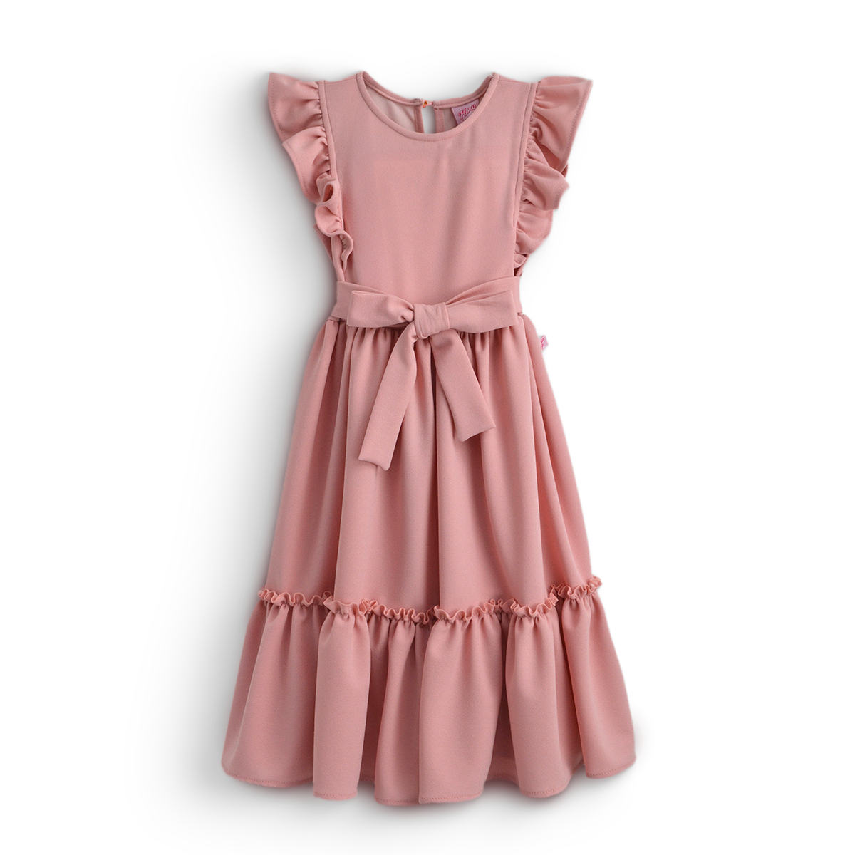 Vestido con olanes y moño en cintura | VENI0204 | tallas ch-m-gr-xg