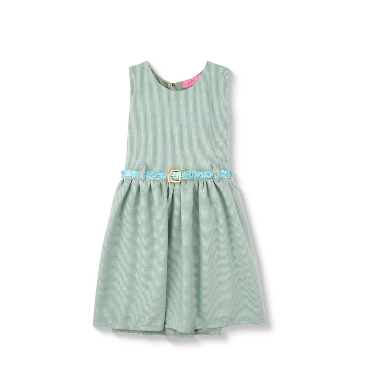 Vestido textura de rayas con cinturón bebé Flory VEBB0103