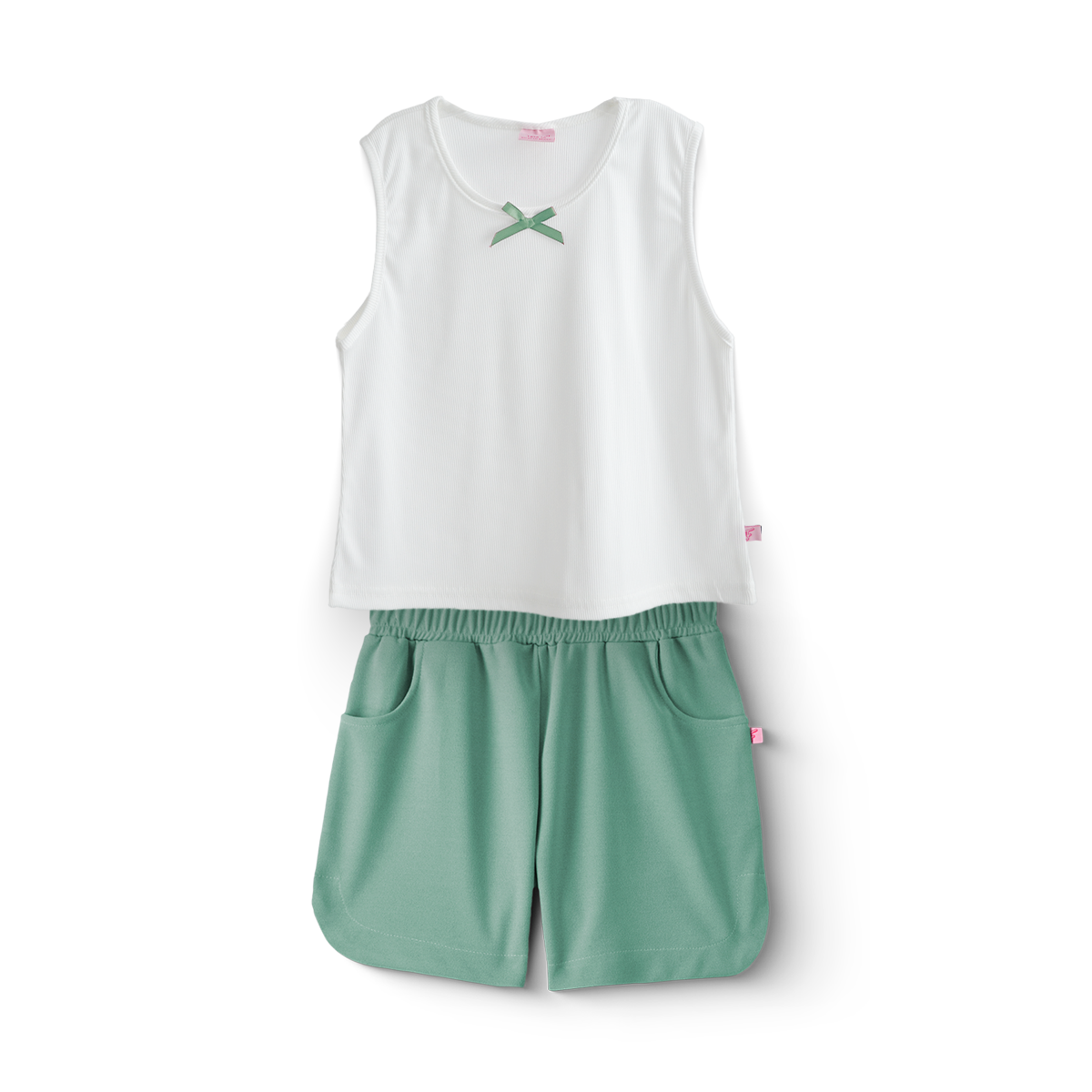 Conjunto Sort Básico con bolsillos y blusa con moño Niña Teen Flory COJU0007