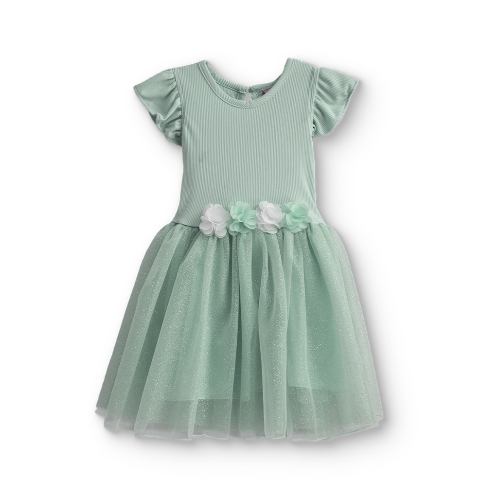 Vestido rib con manga mariposa y falda | VEBB0106 | tallas 1-2-3