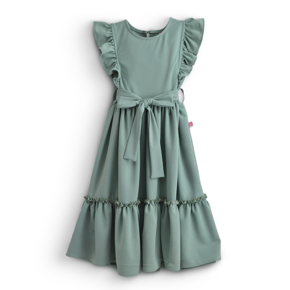 Vestido con olanes y moño en cintura | VENI0204 | tallas ch-m-gr-xg