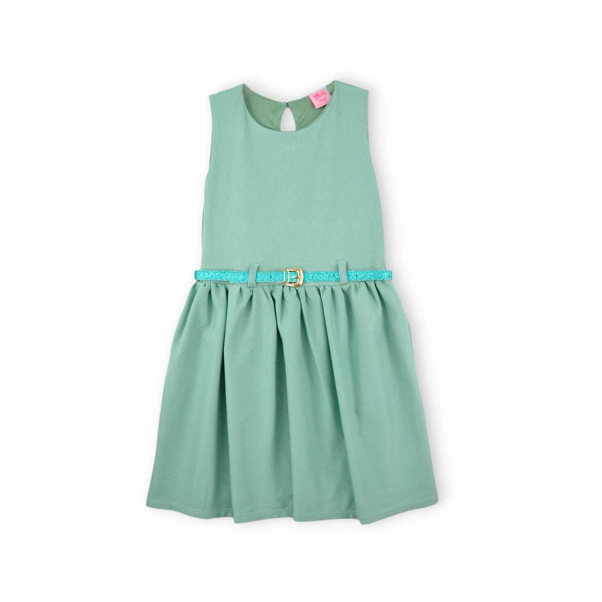 Vestido textura de rayas con cinturón Niña FLORY VENI0127