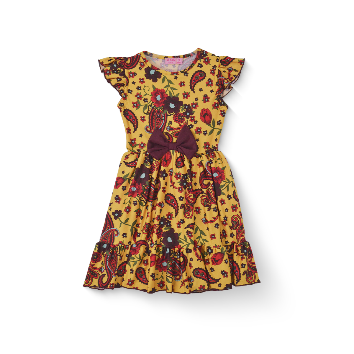 Vestido con Moño Tulipanes Niña Bebé Flory VEBB0118