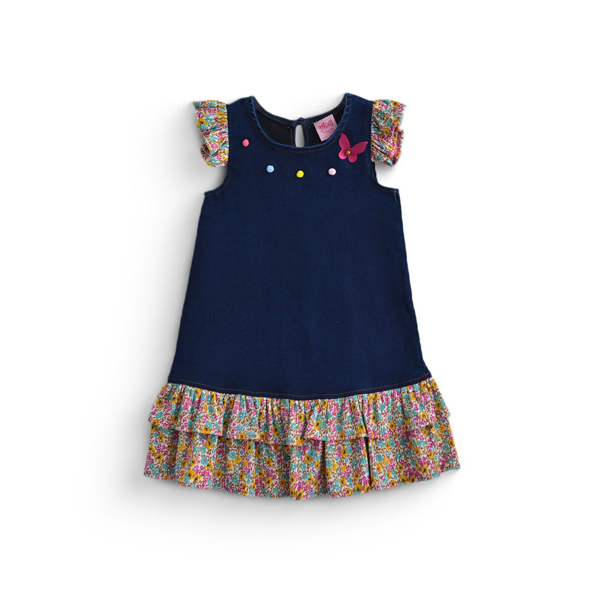 Vestido de mezclilla con flores para Niña Flory VENI0197