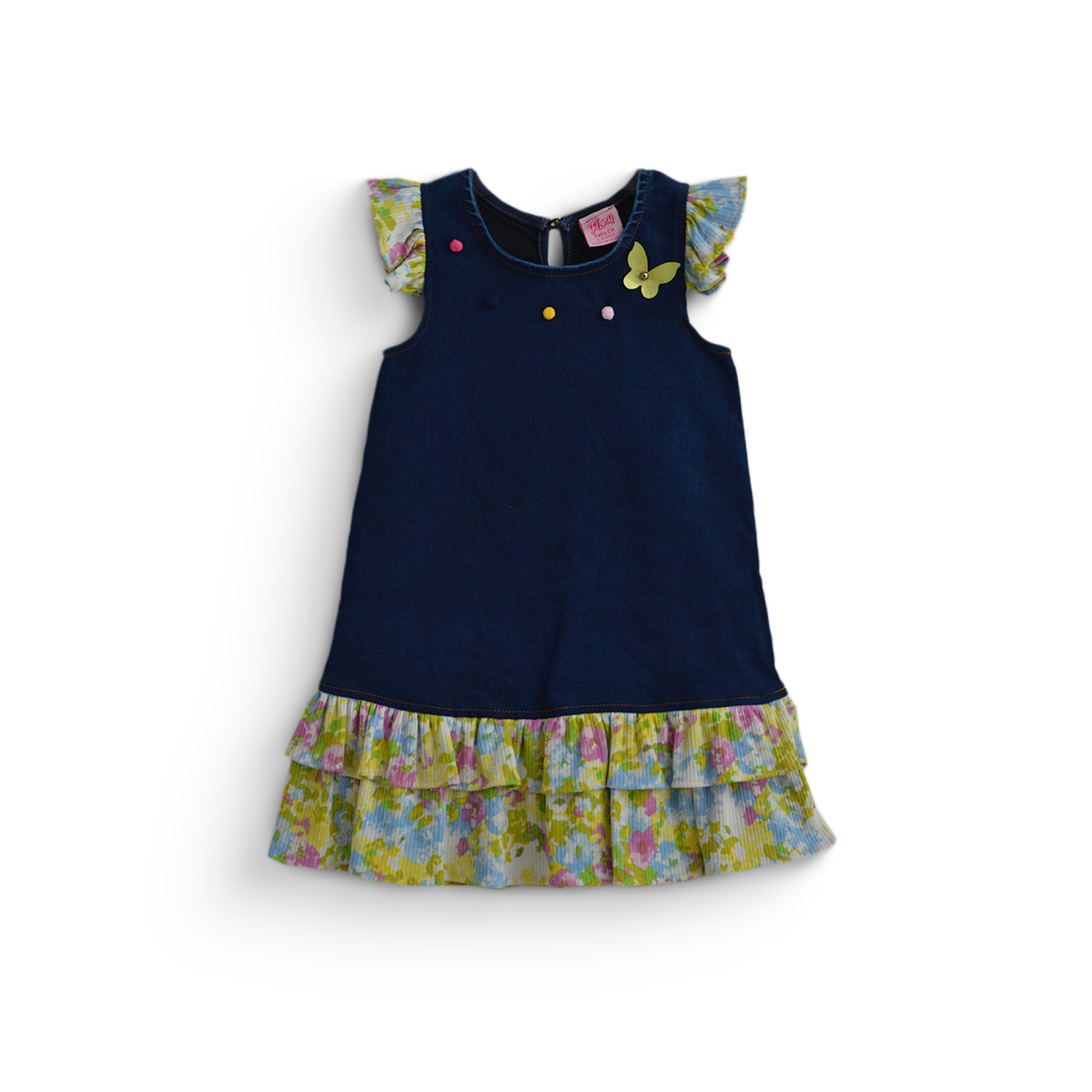 Vestido de mezclilla con flores para Niña Flory VENI0197