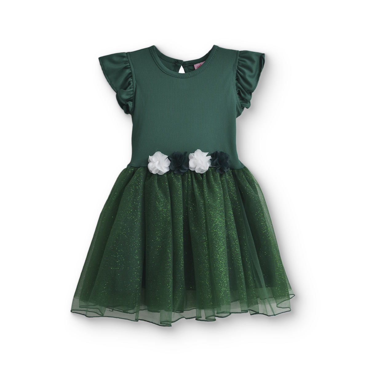 Vestido rib con manga mariposa y falda bebé Flory VEBB0106