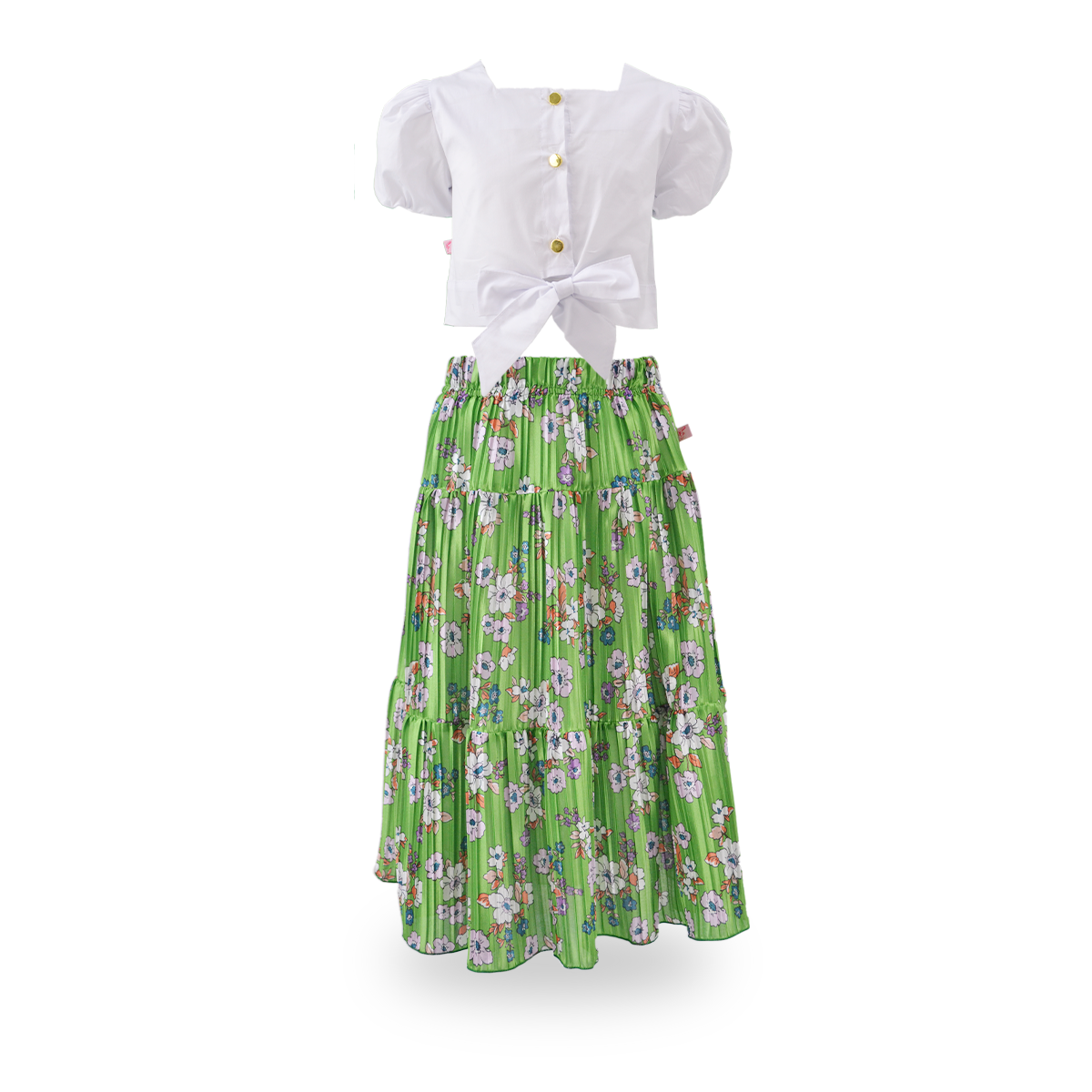 Conjunto Blusa Bombacha con Falda Larga Floreada Niña CONI0029 Flory