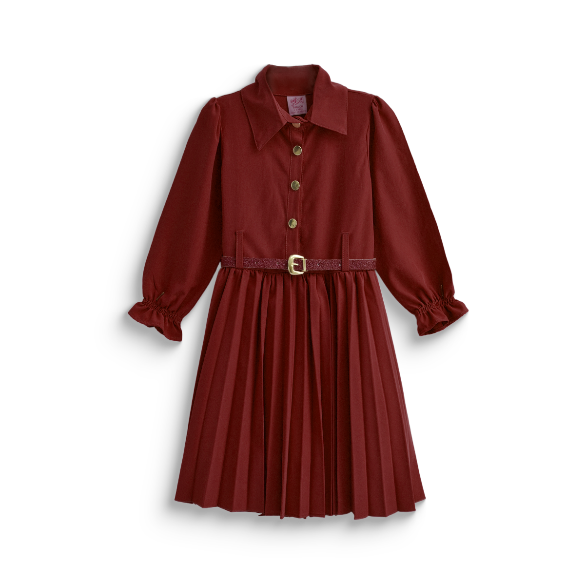 Vestido tableado con cinturón niña FLORY VENI0117