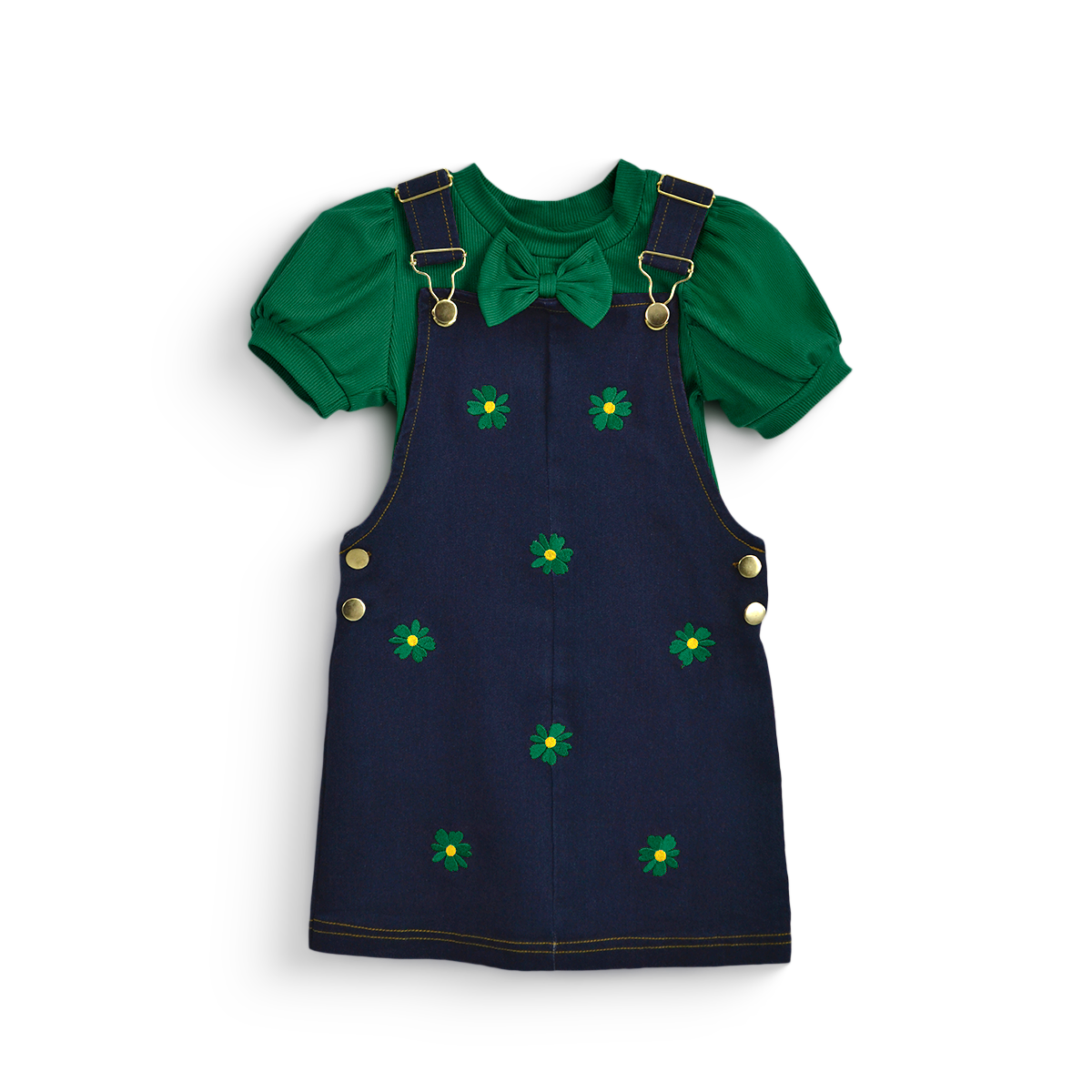 Jumper mezclilla bordado y blusa con moño Niña FLORY JUNI0002