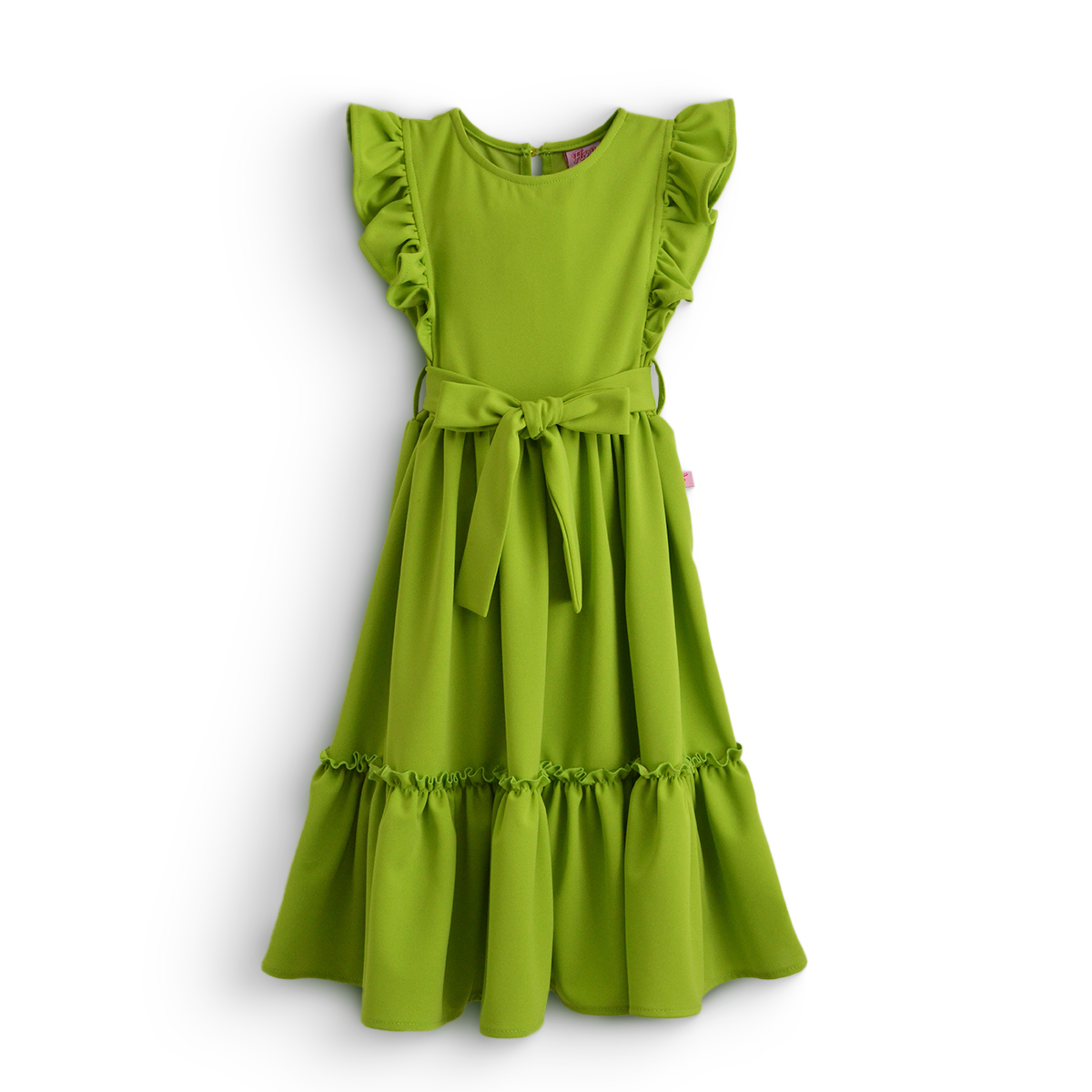 Vestido con olanes y moño en cintura | VENI0204 | tallas ch-m-gr-xg