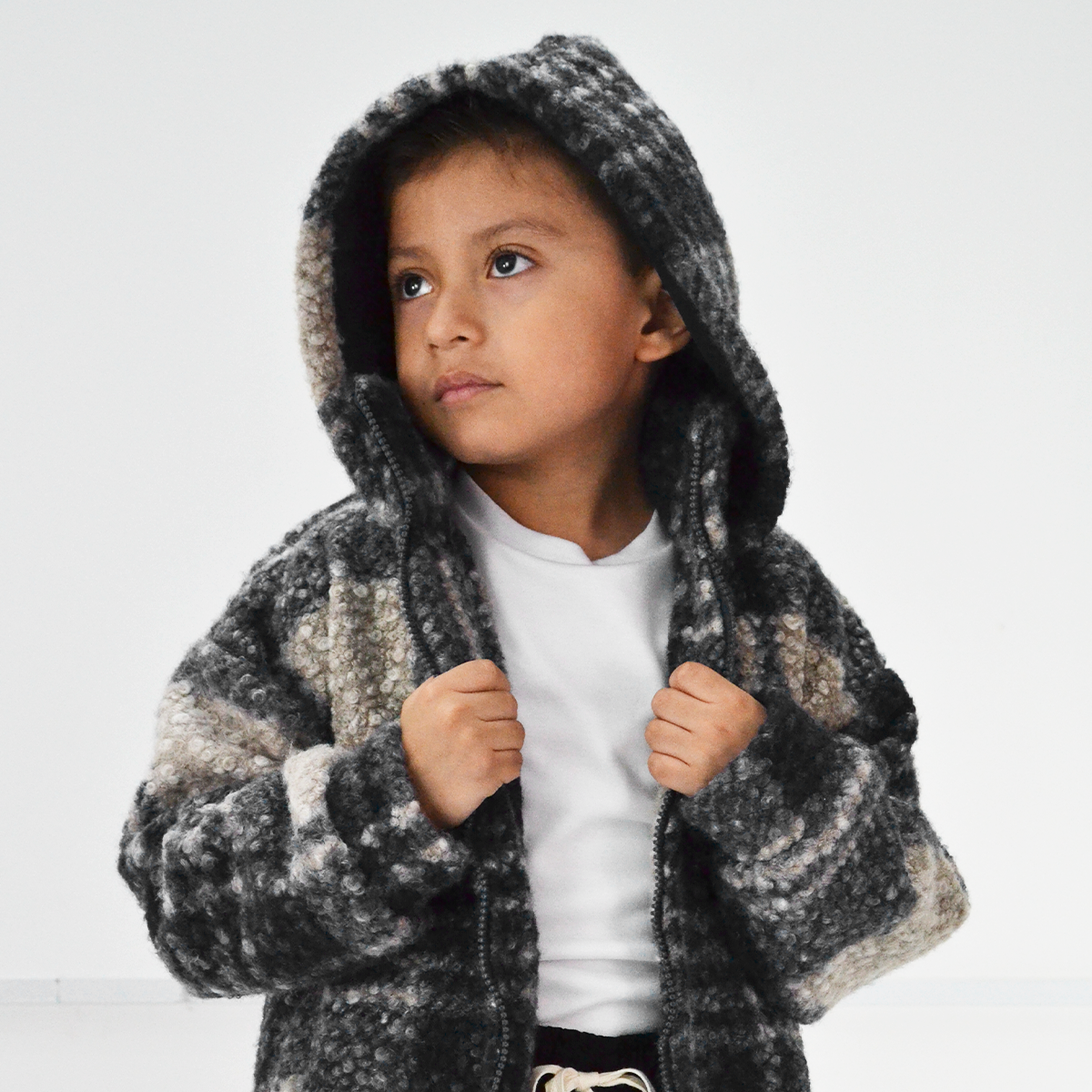 Chamarra cazadora larga de cuadros para niño HERI CHMNN0001