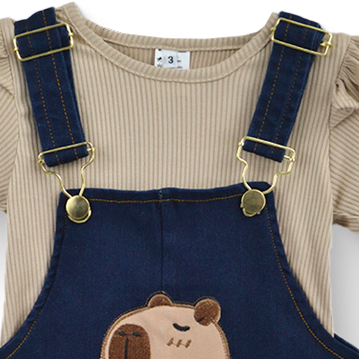Jumper de mezclilla con playera y bordado de Capibara niña Bebé KIDUS JUBB0002P01