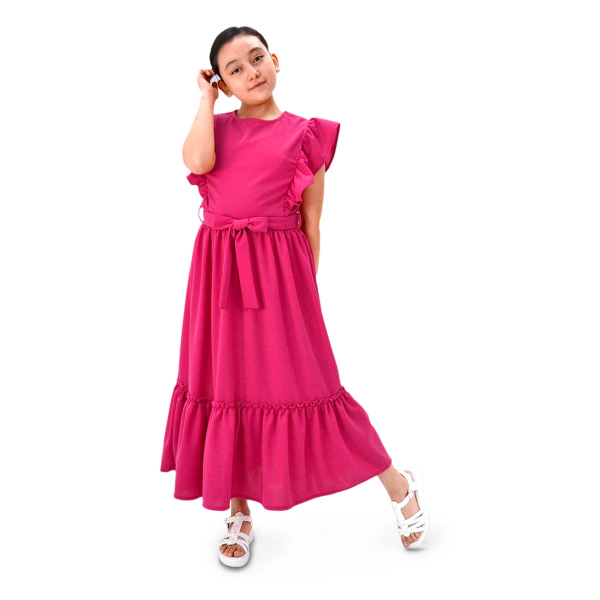 Maxi vestido con cinturón Teen Flory MVJU0001