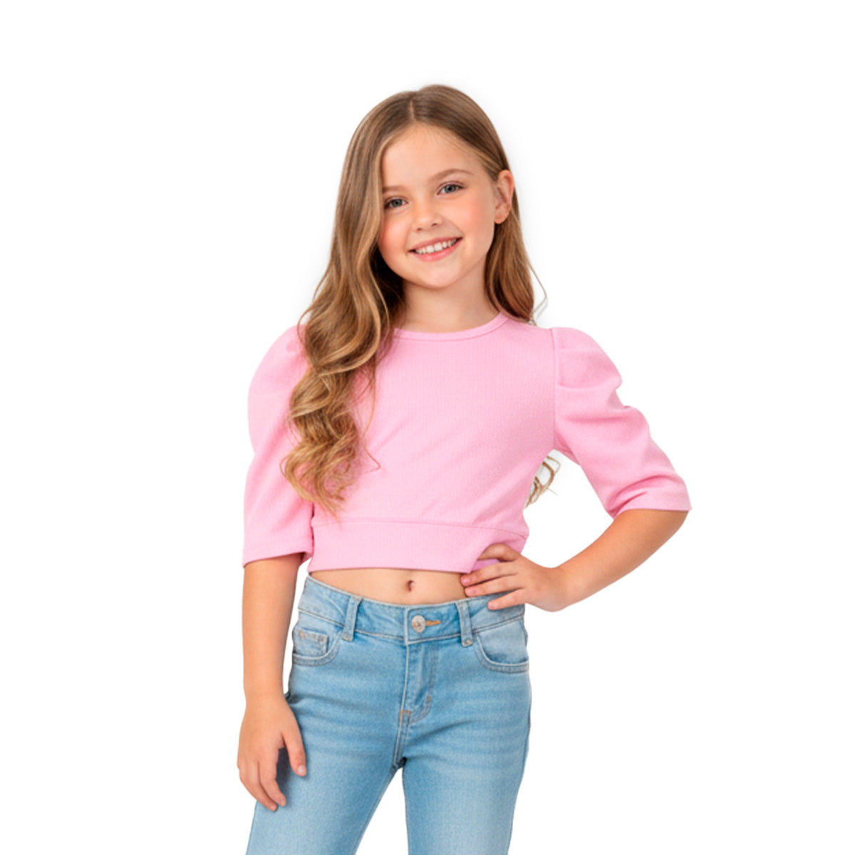 Blusa manga drapeada con moño trasera Niña Flory BLNI0065