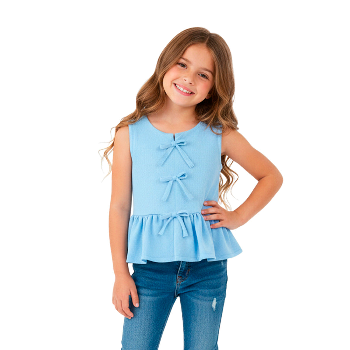 Blusa con tres moños al frente niña Flory BLNI0064