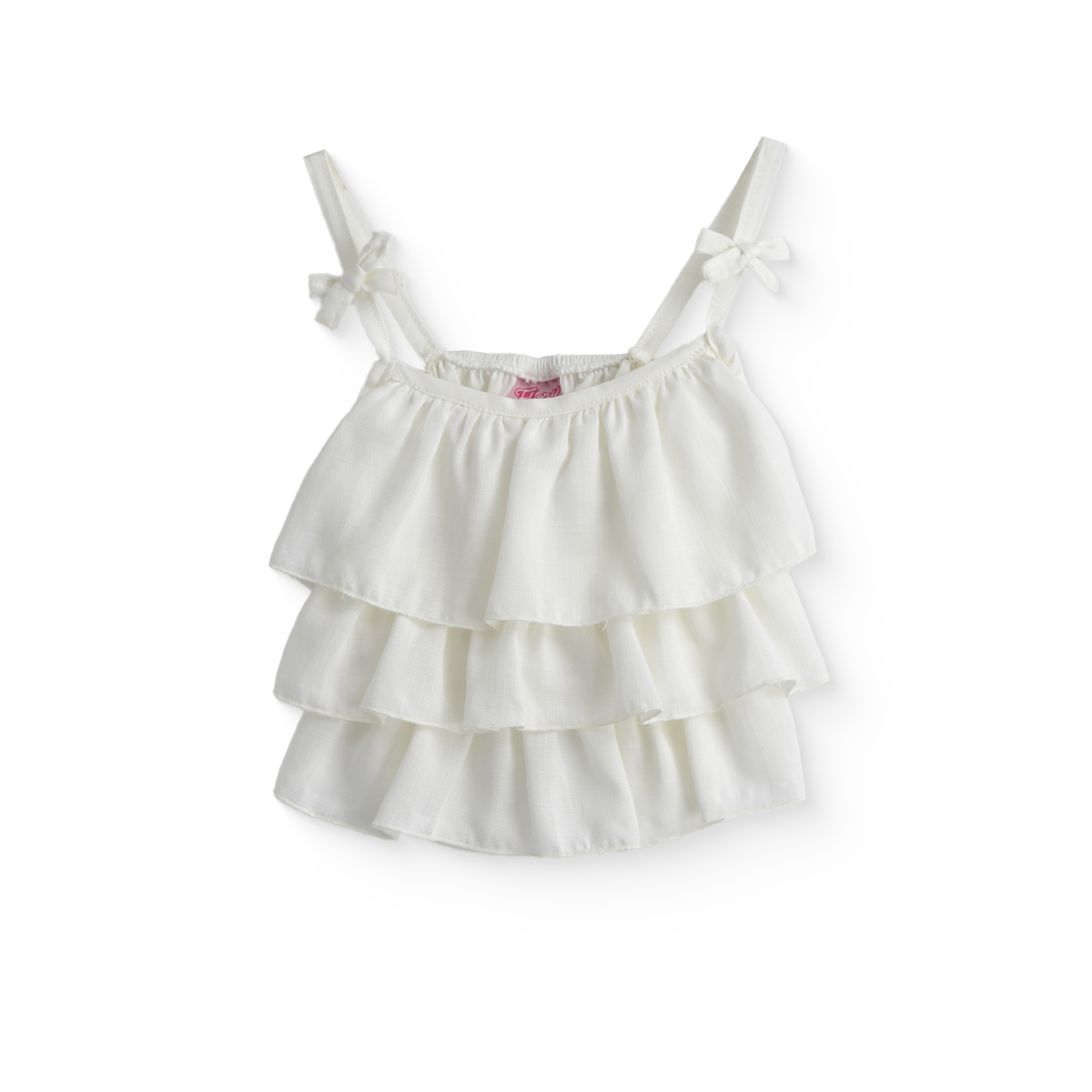 Conjunto con pantalón a rayas, blusa hueso con olanes | CONI0043 | tallas ch-m-gr