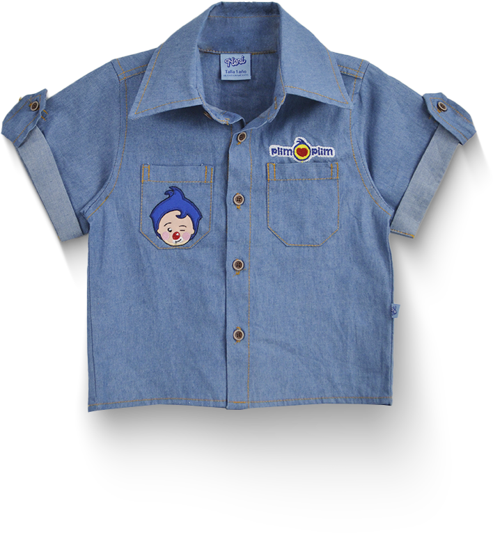 Conjunto de mezclilla con bordado de Payasito Niño Bebé KIDUS CONB0006P02