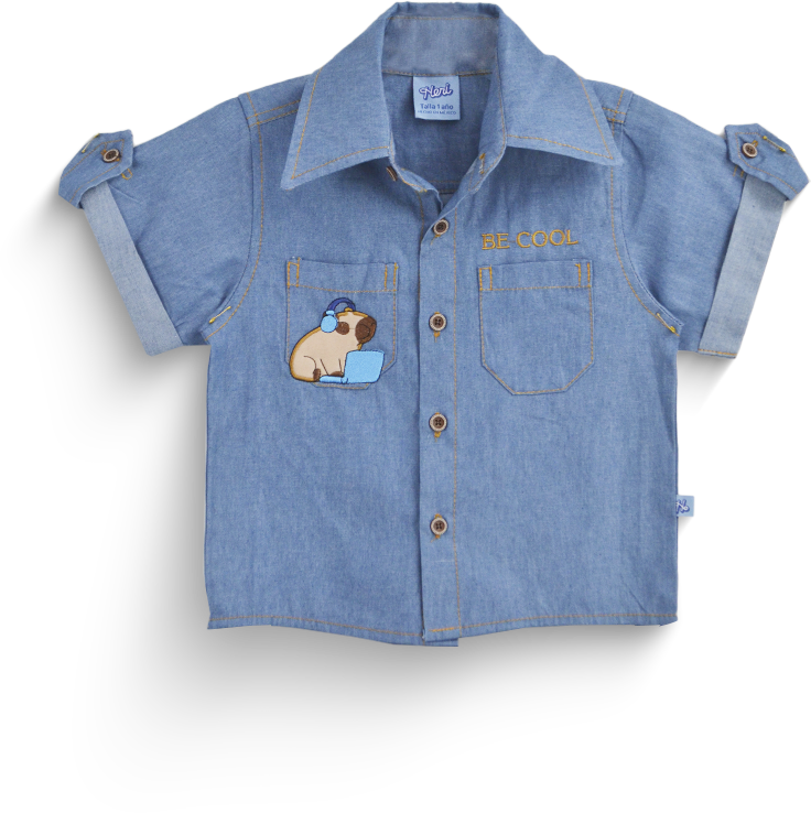 Conjunto de mezclilla con bordado de Capibara Niño Bebé KIDUS CONB0006P05