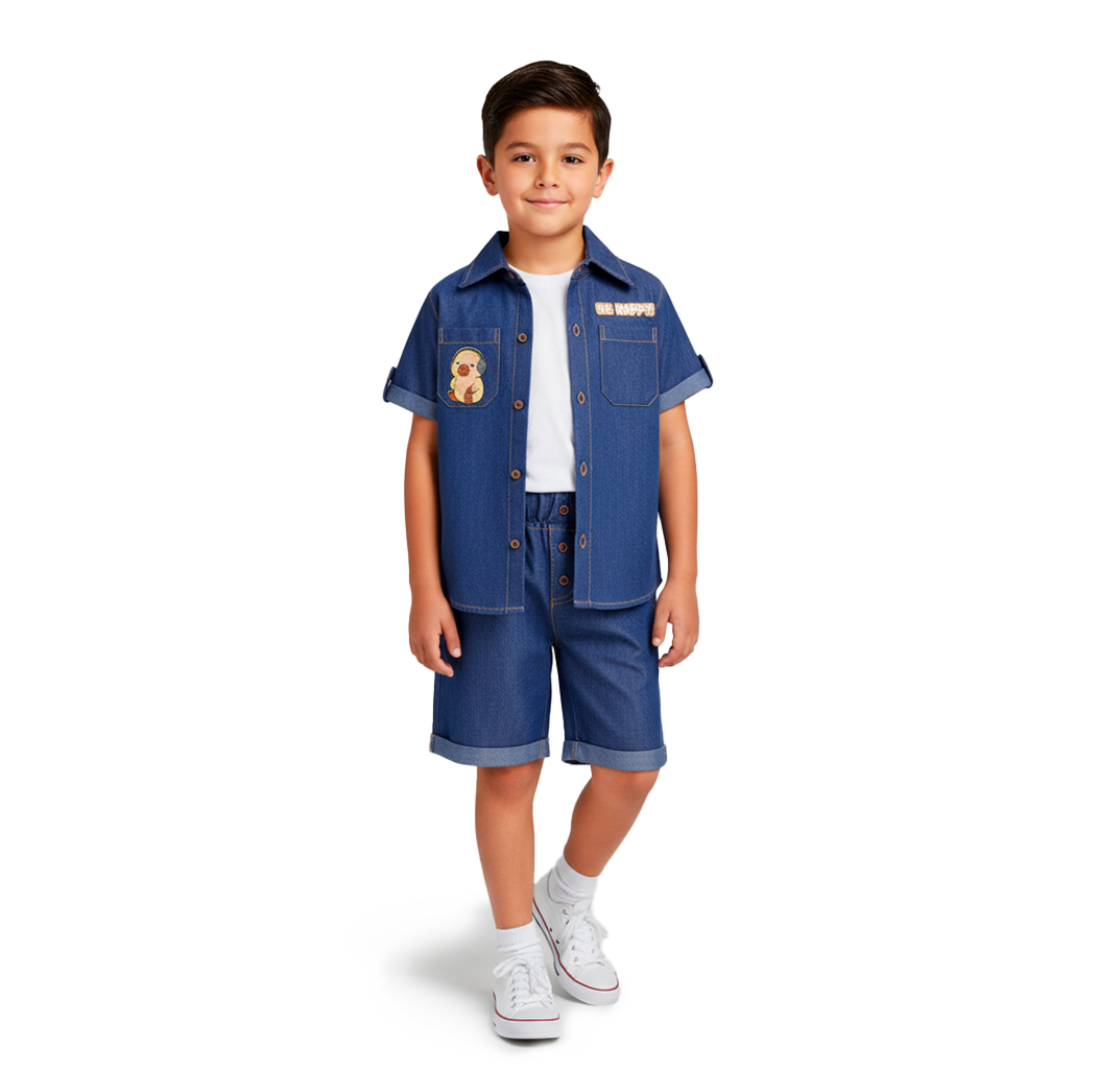 Conjunto de mezclilla con bordado de Capibara Niño KIDUS CONN0006P02