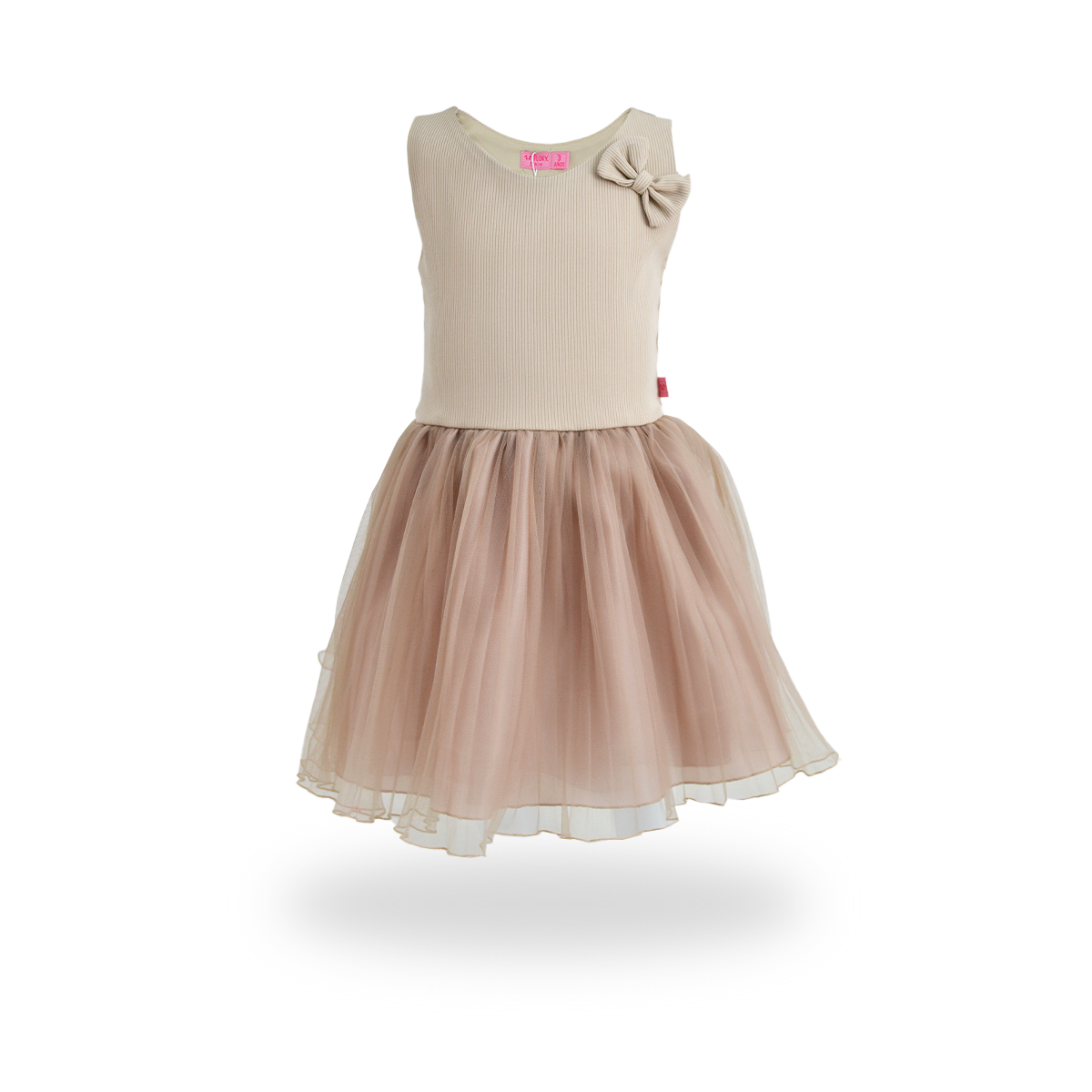 Vestido rib con falda plisada estilo tutu para fiesta bebé Flory VEBB0089