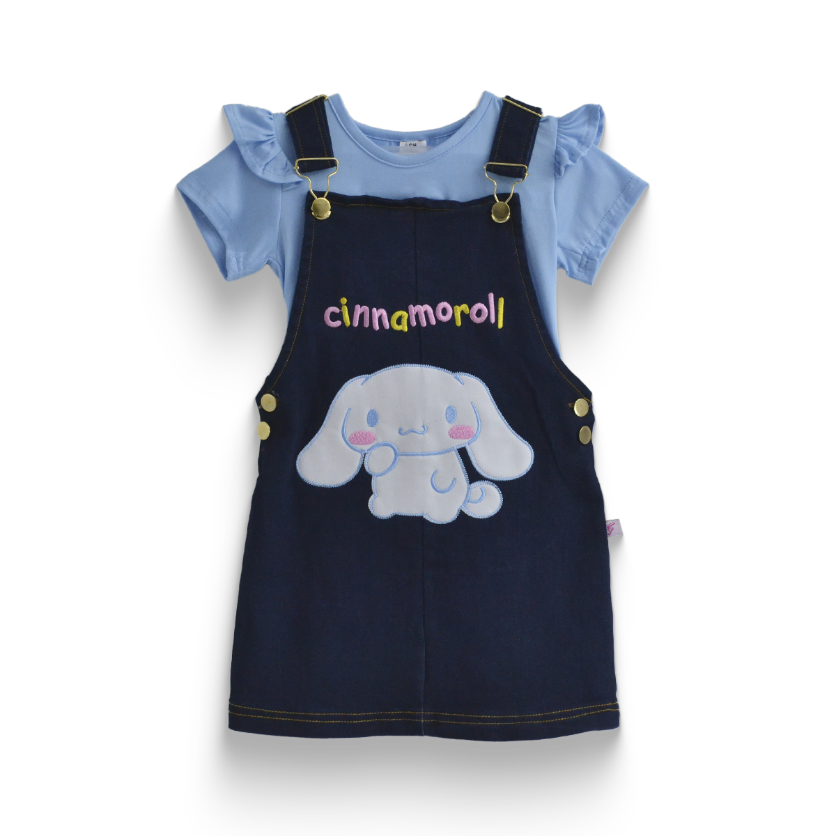 Jumper de mezclilla con playera y bordado de Rollo de Canela Niña KIDUS JUNI0002P01