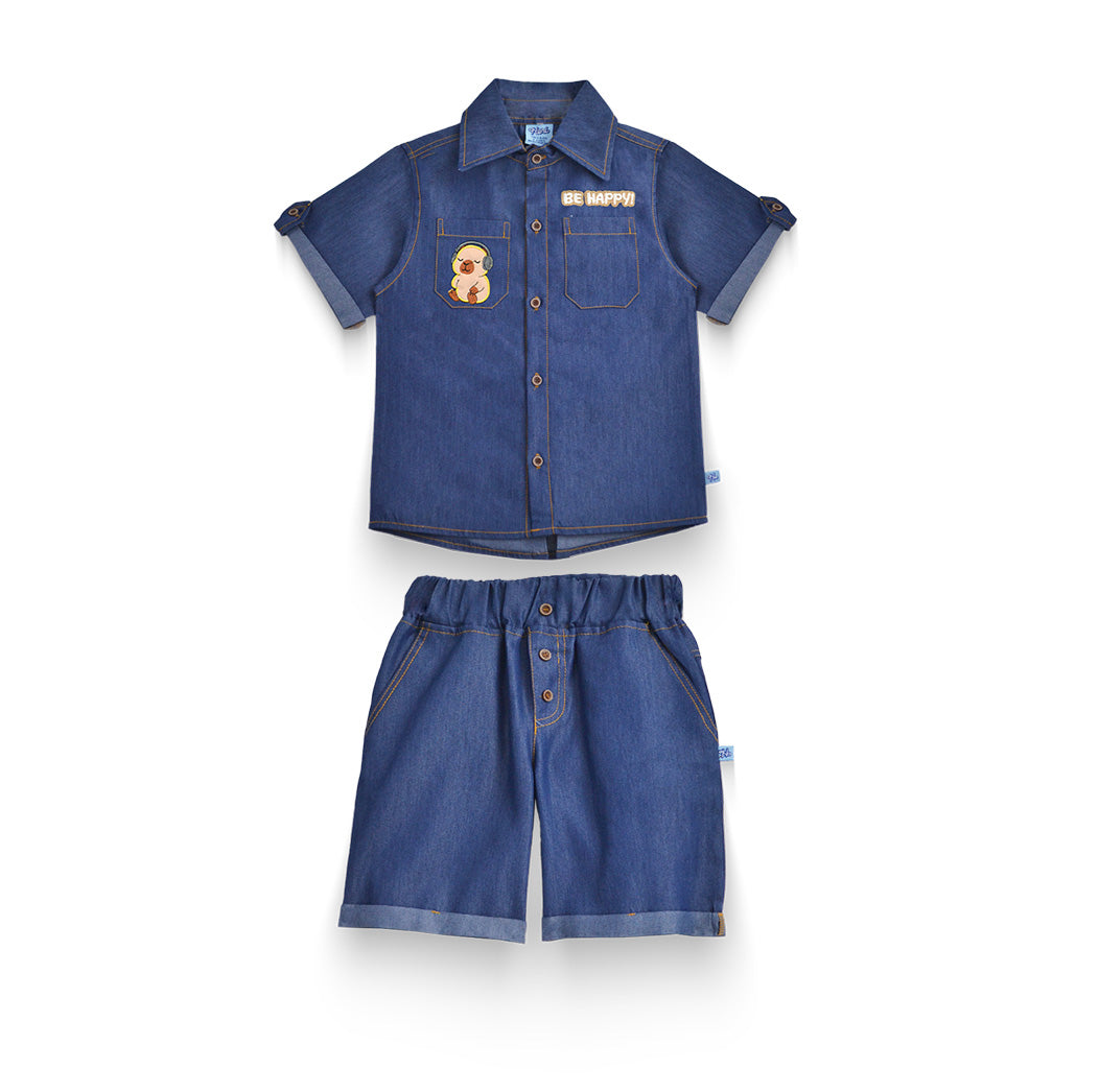 Conjunto de mezclilla con bordado de Capibara Niño KIDUS CONN0006P02