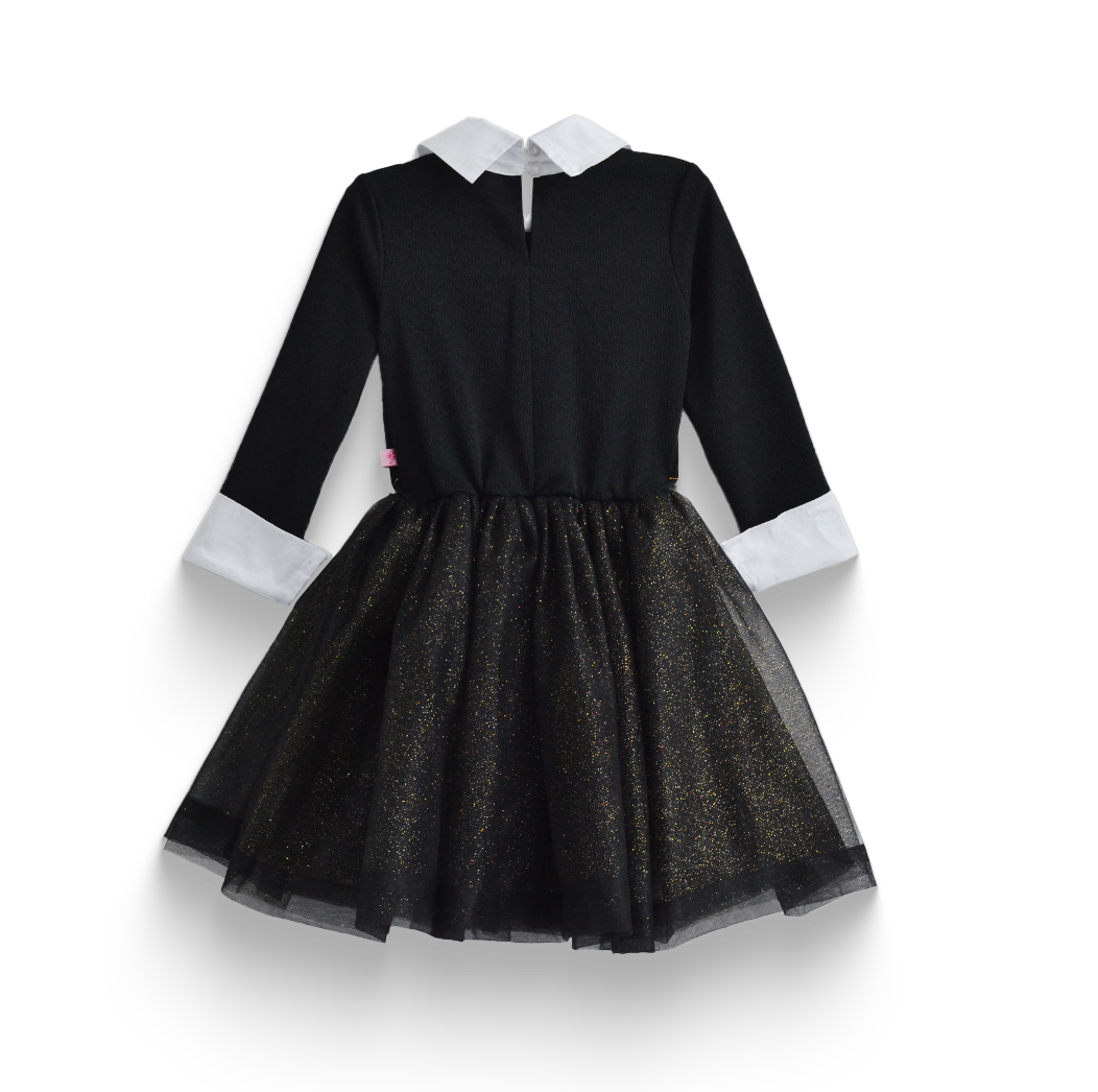 Vestido camisero con brillos en falda de Merlina Niña Flory VENI0177