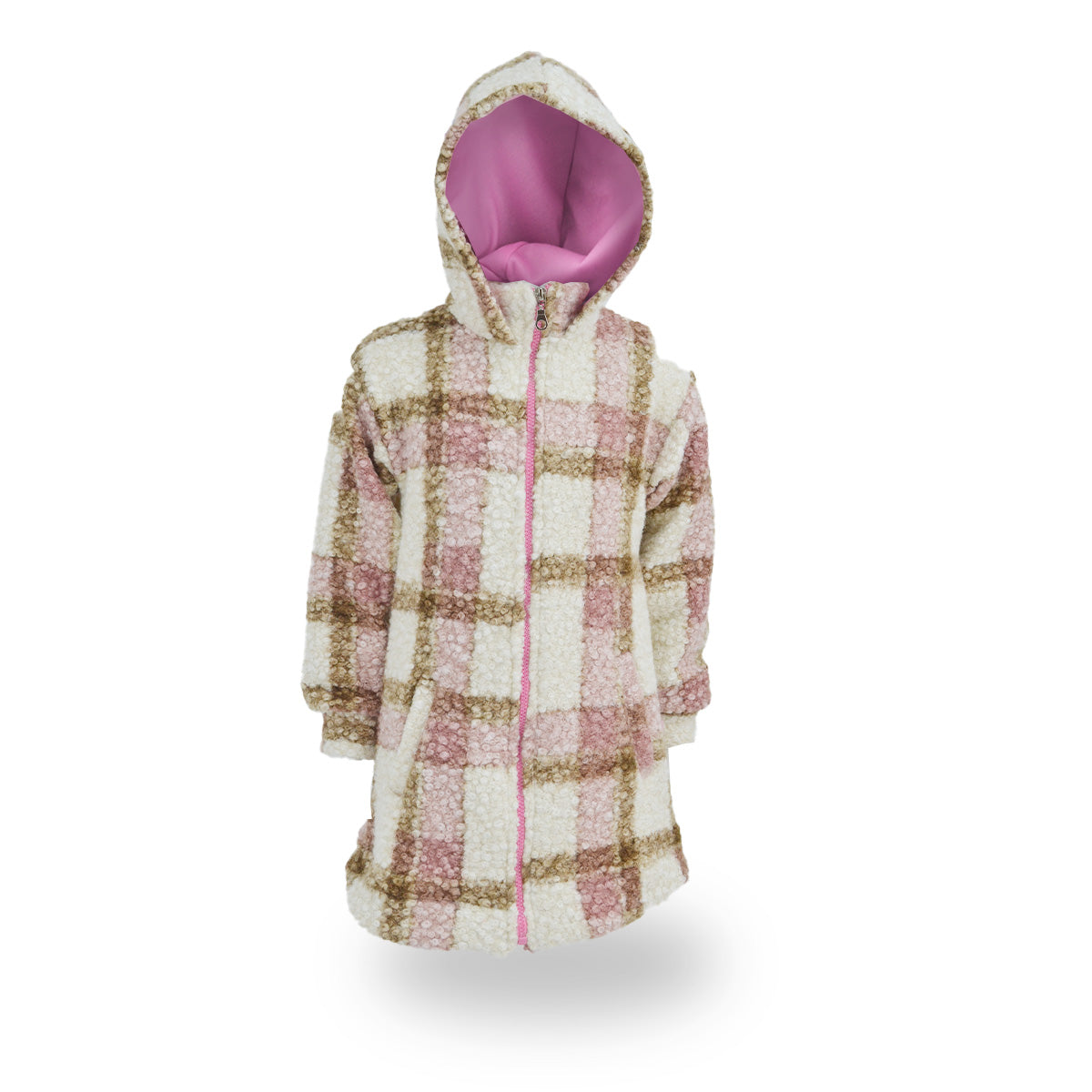 Chamarra cazadora larga de cuadros para niña FLORY CHMNI0001