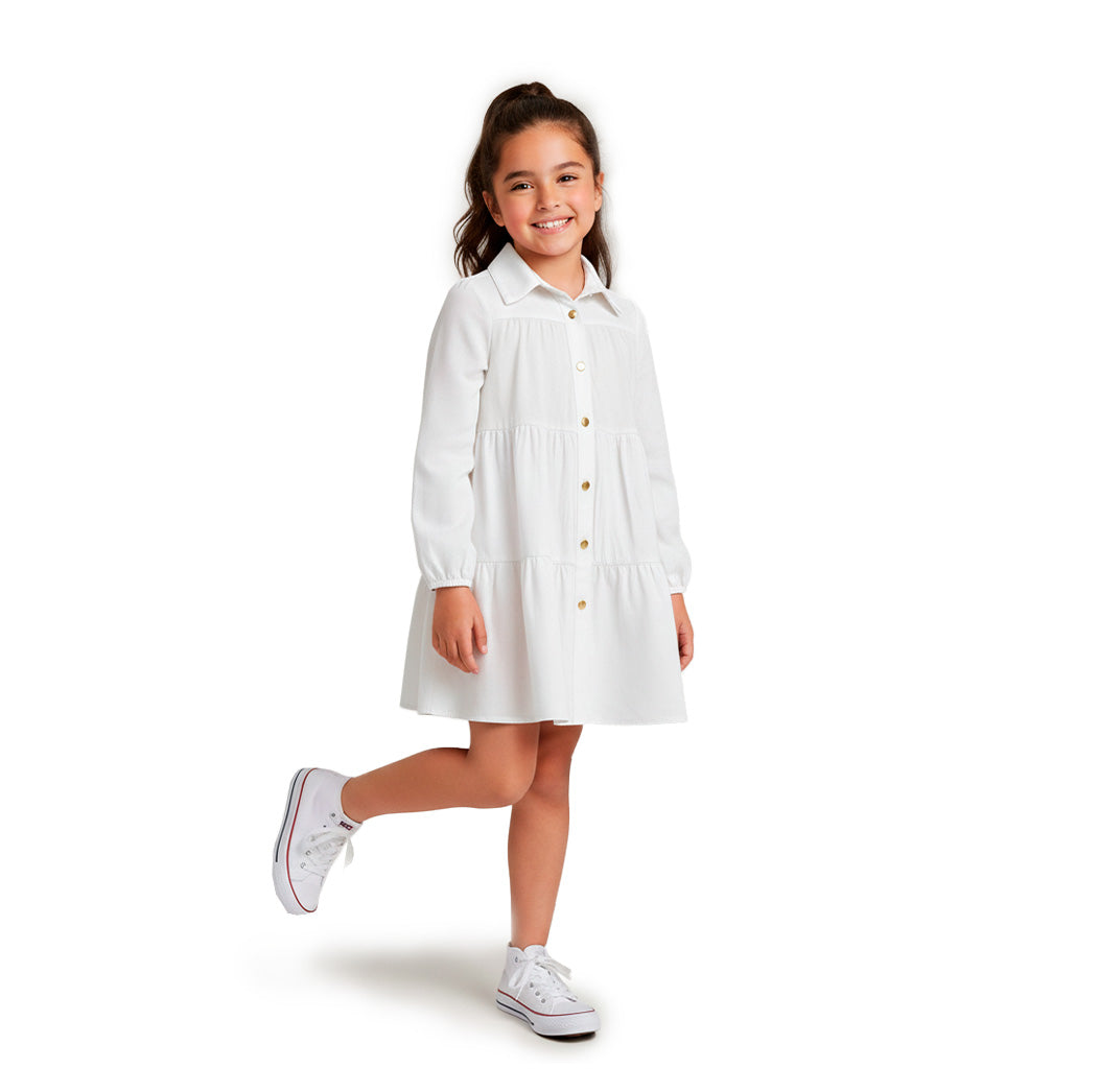 Vestido de manga larga y botones para niña FLORY VENI0174