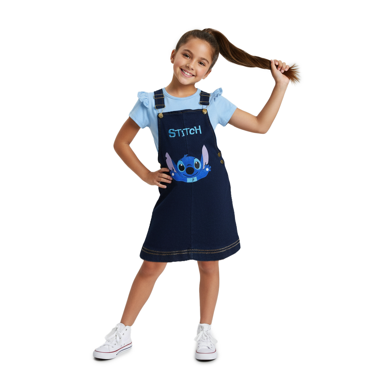 Jumper de mezclilla con playera y bordado de Extraterrestre Niña KIDUS JUNI0002P05